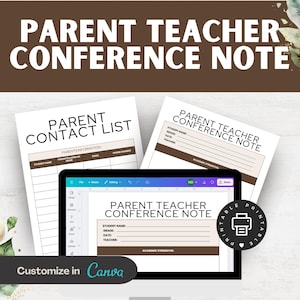 Parent Teacher Conference Notes: Communication Forms, Meeting Templates (Canva Edit, PDF Download)