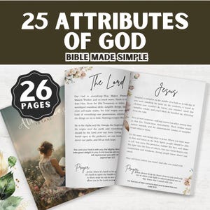 25 Attributes of God: Simple Bible Devotional, Bible Made Simple, Printable Bible Study Notes, Easy Guide for Old & New Testament, For Her