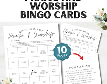 Christian Bingo Game: Praise and Worship Songs, Church Party (Digital Download)