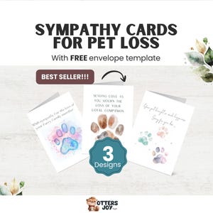 Pet Sympathy Card Bundle: Loss of Dog and Cat (Includes Envelope Template)