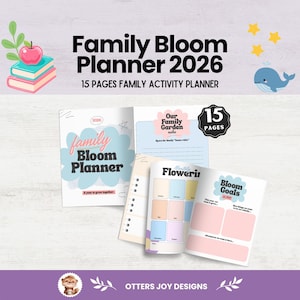 2026 Family Bloom Planner, Activity Schedules, Chores, Goals (Digital Download)