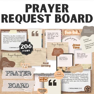 Prayer Request Board Printable, DIY Prayer Board Kit, Christian Prayer Cards, Vision Board for Family Prayers, Brown and Beige, Scripture