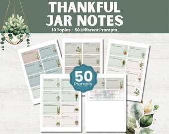 Printable Gratitude Cards: 50 Journal Prompts for Thankfulness (PDF Download)