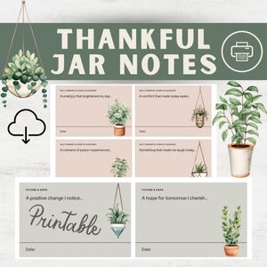 PRINTABLE Gratitude Cards, Daily thankful Cards for Jar, Print Your Own, Journal Prompts, Daily Motivational Notes, Today I am Grateful for