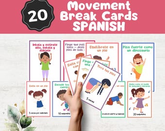 Spanish Movement Break Cards for Kids: ADHD and Autism Sensory Activity (PDF Download)