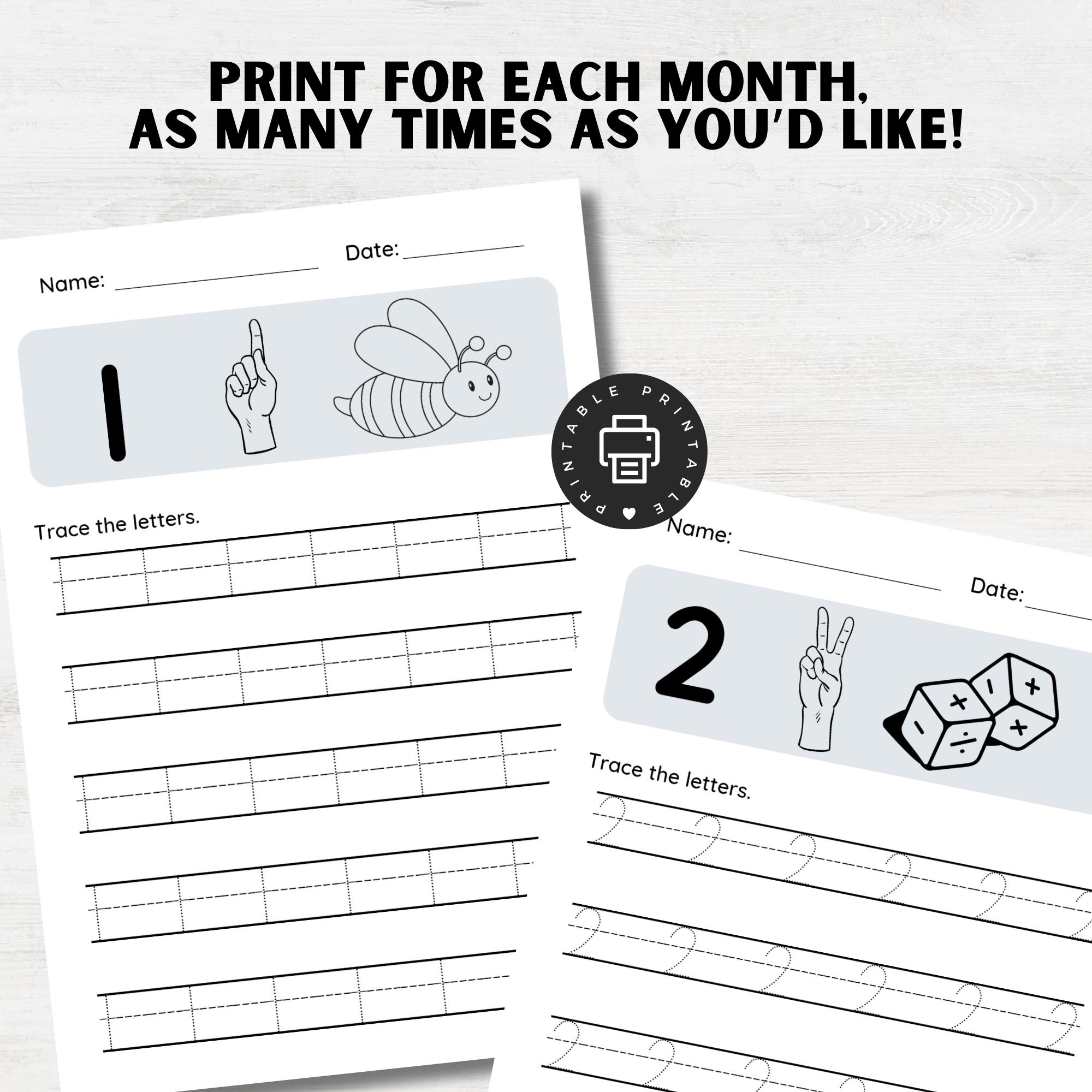 Worksheet For Sign Language Math ASL Numbers Tracing Worksheets: Sign Language Learning for Kids PDF ...