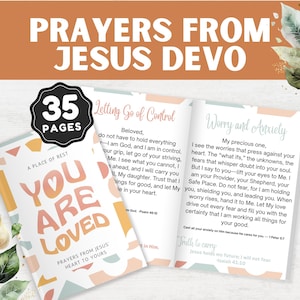 Prayers from Jesus Devotional, Christian Study Guide, Printable Bible Study Journal, Digital Devotional Notes, Faith-Based Learning Resource