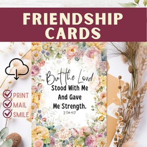 Affirmation and Scripture Cards, Floral Christian Printable, Encouragement Bible Verse, Faith-Based Gift, 2 Timothy Inspirational Card