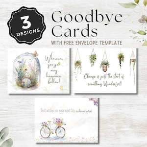 3 Printable Goodbye Co Worker Card, Cute Farewell Card, Going Away Gift, Friend Leaving Card, Retirement Card, Goodbye Note, Greeting Card