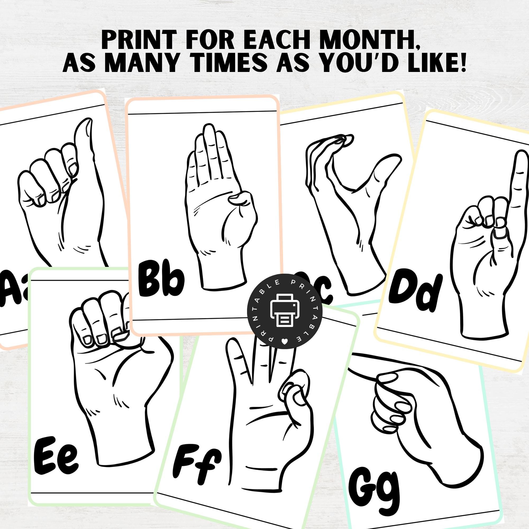 Earlier In Asl American Sign Language Flashcards, Cute ASL ABC Cards for Teaching ...