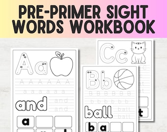 Pre-Primer Sight Words Workbook: Homeschool Learning, 26 Pages (PDF Download
