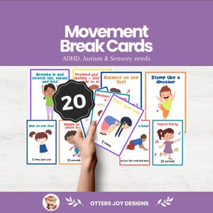 Movement Break Cards for Kids: Sensory Activity Flashcards