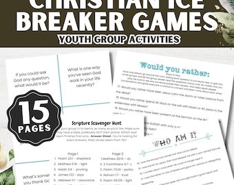 Christian Ice Breaker Games, Engaging Printable Church Activities, Youth Group Fun, Bible Trivia, Conversation Starters, For Small Group