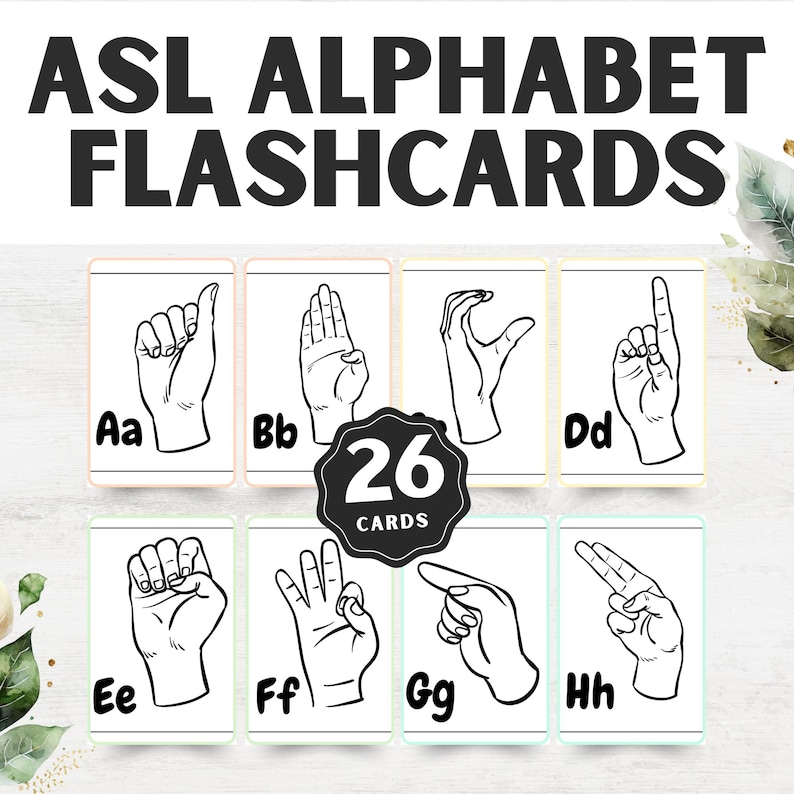 ASL Flash Cards: Alphabet Sign Language Printable (PDF Download) - Etsy