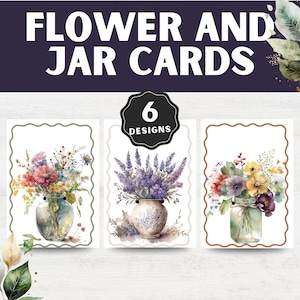 All Occasion Cards Printable, Watercolor Flower Clipart, Mason Jar Art, Printable Greeting Cards, DIY Projects, Instant Digital Download