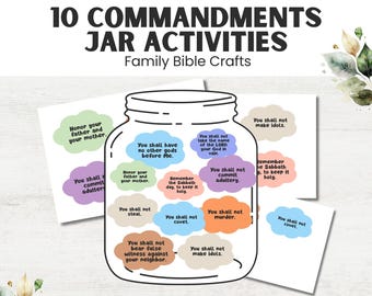 10 Commandments Scripture Jar: Christian Family Bible Crafts, Homeschool Activity (PDF Download)