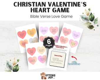 Christian Valentine Heart Game, Fun DIY Craft for Kids, Religious Activity, Bible Verse Love Game, Classroom and Homeschool Activity