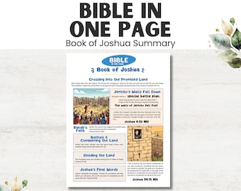 Joshua Bible Summary: Christian Learning Printable (Digital Download)