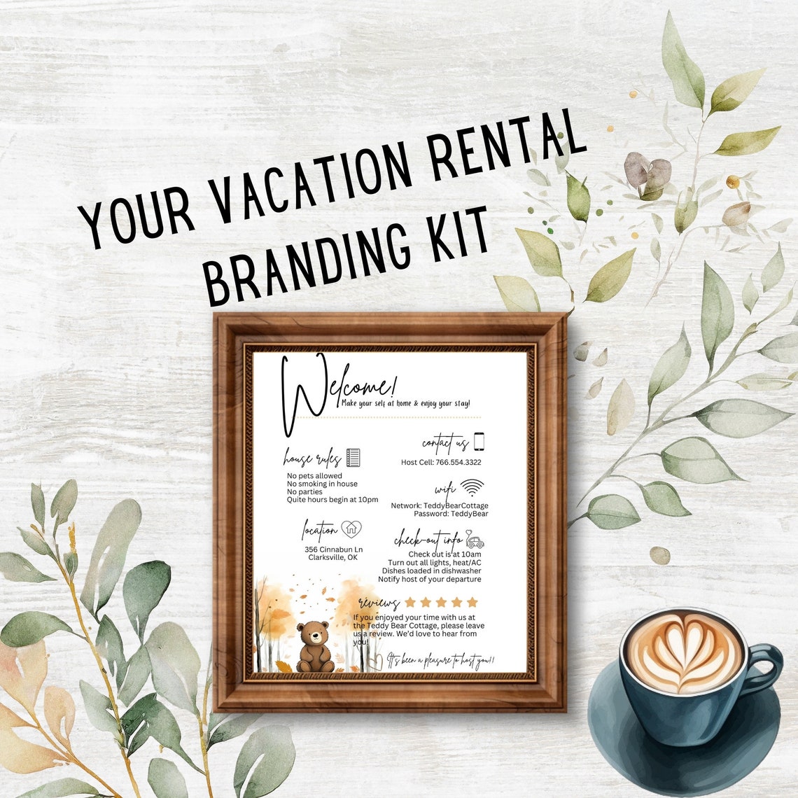 Airbnb Host Welcome Kit: House Rules, Wifi, Check-in (printable Canva ...