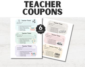 Printable Teacher Reward Coupons: Classroom Management, Student Incentives (PDF Download)