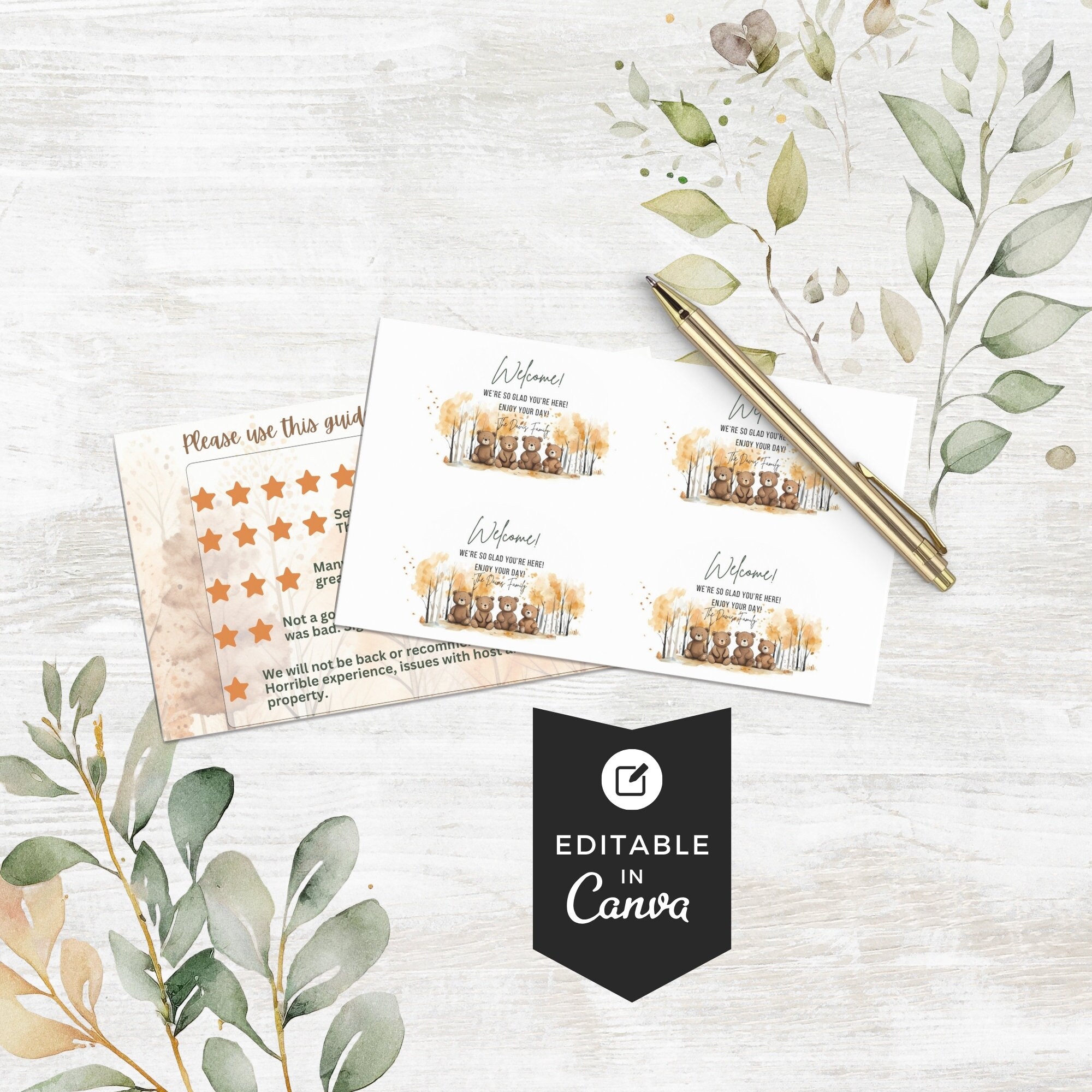 Airbnb Host Welcome Kit: House Rules, Wifi, Check-in (printable Canva ...