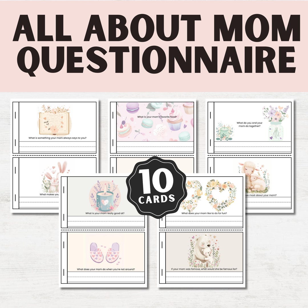 All About Mom Printables, Fun Questionnaire Activity Mini Book, Mothers ...