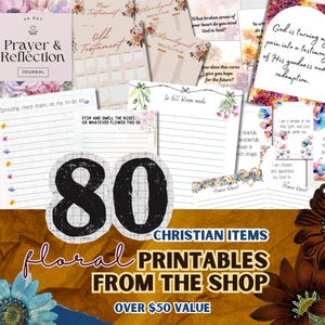 Christian Printable Bundles, Floral Bible Study Kit, Prayer Cards, Scripture and Prompt Cards, Devotional Journal, Sunday School Big Bundle