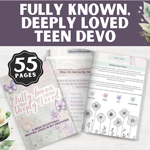 study bible for teen girls, Christian Teen Devotional, Printable Workbook Journal, Scripture Study, Guided Pages, Floral Theme, Confidence