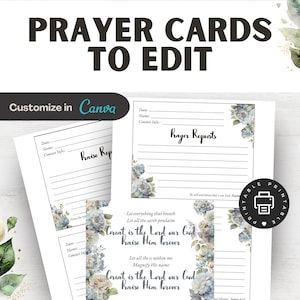 Prayer Request Cards, Editable Digital Prayer Cards, Bible Verse Cards, Christian Ministry, Prayer Board Templates, Printable Prayer to edit