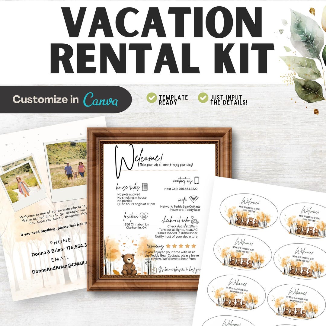 Airbnb Host Welcome Kit: House Rules, Wifi, Check-in (printable Canva ...