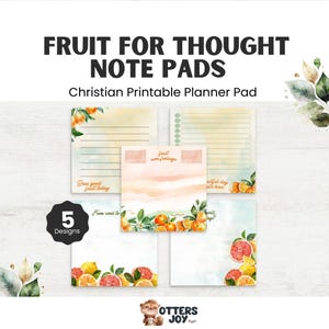 Fruit for Thought Notepad: Christian Printable Planner Pad, Fruit of the Spirit Daily To Do List, Faith Based Mom Notes, Bible-Inspired