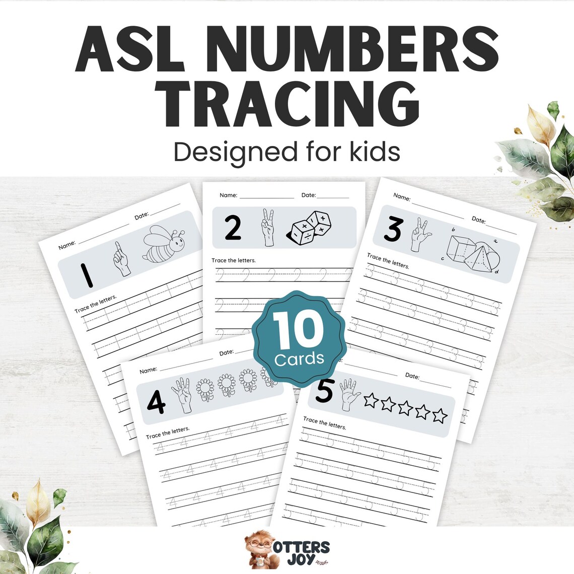 Worksheet For Sign Language Math ASL Numbers Tracing Worksheets: Sign Language Learning for Kids PDF ...