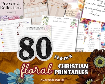 Floral Christian Printable Bundle: Bible Study, Prayer and Scripture Cards (PDF Downloadable File)