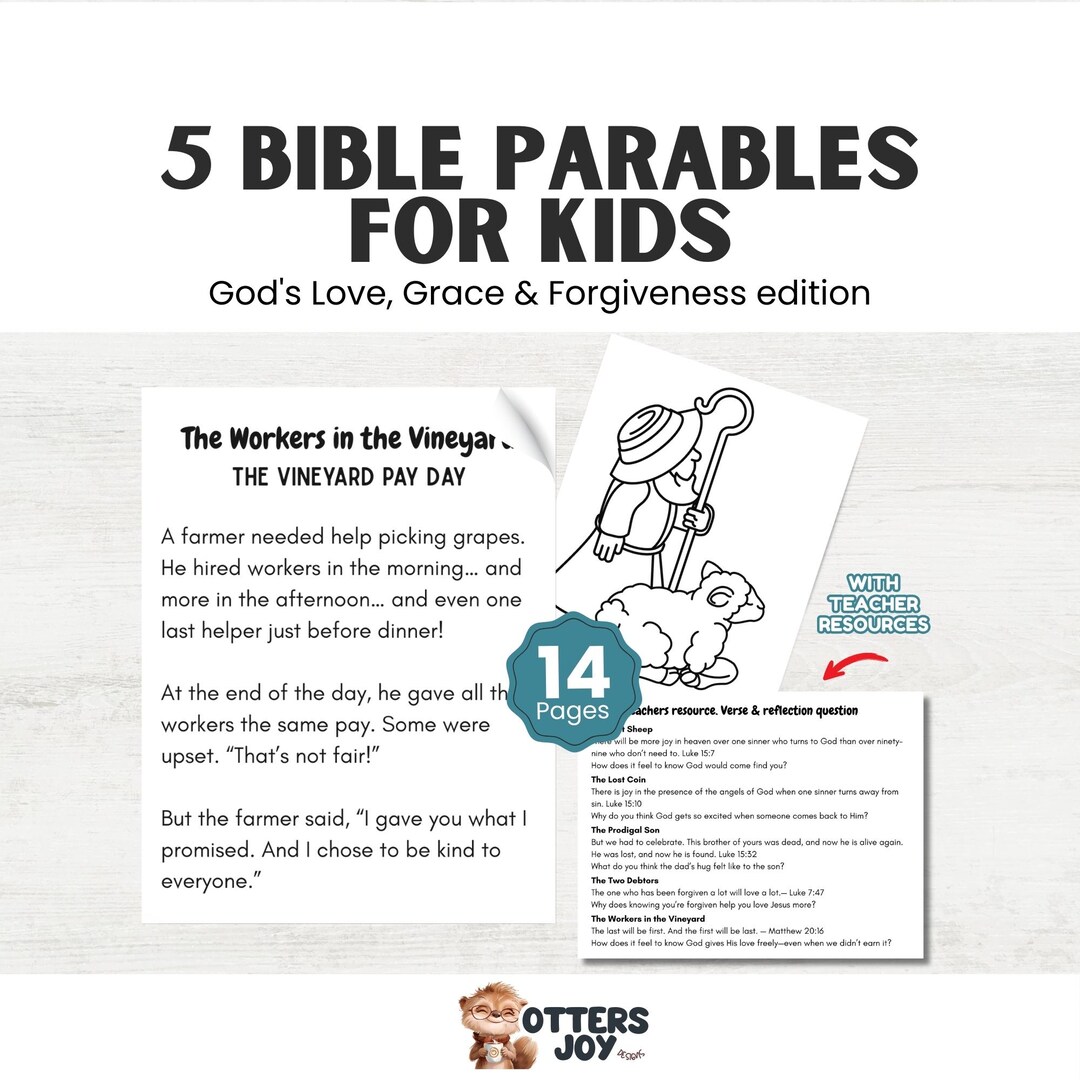 Parables Worksheet.pdf Bible Parables for Kids, Sunday School Coloring Pages PDF Download - Etsy