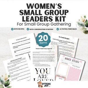 May include: A Women's Small Group Leaders Kit with recipes, conversation starters, and activities. The kit includes 20 items, including Bible study pages, prompts, and no-cook recipes. The kit's theme is for small group gatherings.