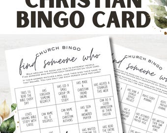 Find Someone Who Bingo, Printable Christian Icebreaker Game for Church Party, Fun Youth Group Activity, Bible Bingo Cards, Church Games