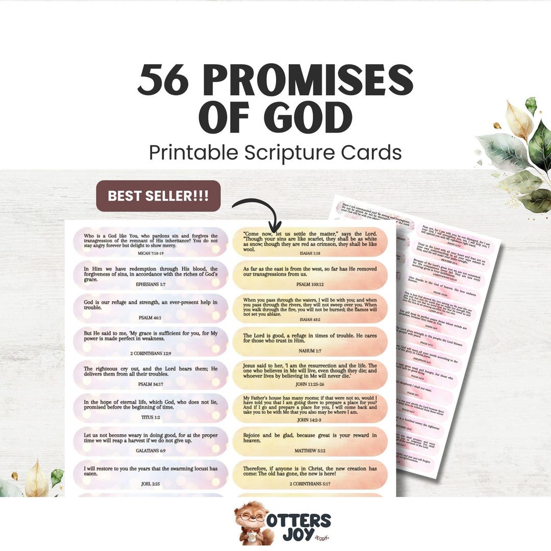 Printable Scripture Cards: 56 God's Promises COLORED EDITION, Bible ...