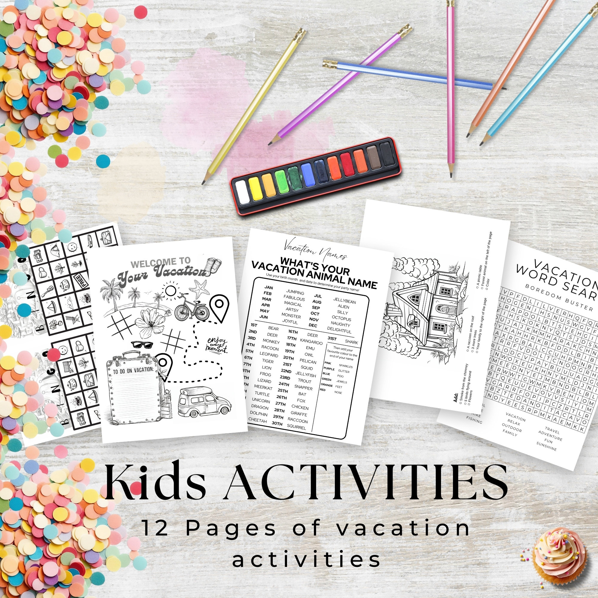 Printable Kids Vacation Activities Booklet Vacation Fun Creative ...