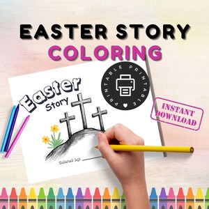 Easter Coloring Book, Christian Easter Story Activity Pages for Sunday School, Printable Bible Lesson, Holy Week Activities, DIY Easter Card