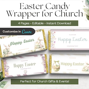 Easter Candy Bar Wrapper: Printable Chocolate Bunny Decorations (Digital Download)