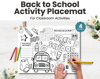 Printable Kids Activity Placemats: Back to School, Travel, & Weekends (PDF Download)