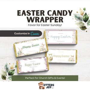 Easter Candy Bar Wrapper: Printable Chocolate Bunny Decorations (Digital Download)