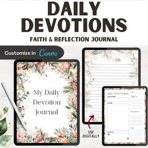 Women Devotional and Journal, Floral Christian Journal for Women, Scripture Reflection, Printable Bible Study Notes, Daily Spiritual Diary