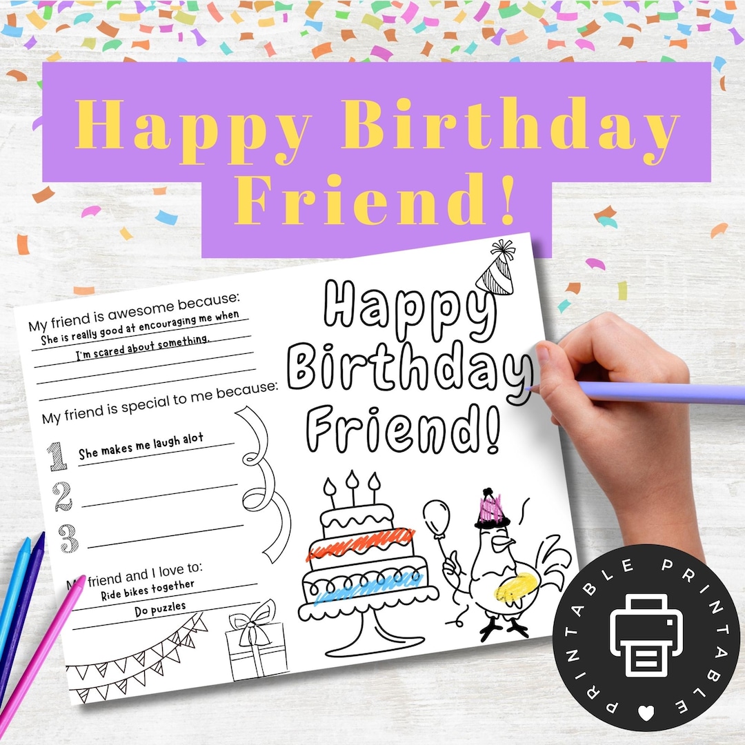 Birthday Coloring Card Set: Printable Kids' Activity (PDF Download) - Etsy