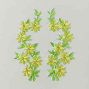 Embroidered Floral Iron On Patch - Set of 2 (4.3 cm x 11.4 cm)
