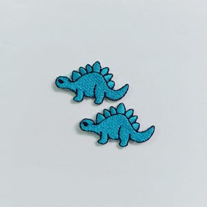 Set of 2 Tiny Dinosaur Iron on Patch, Animal Iron on Patch Badge, Small Patch, Embroidered Dinosaur Patch (3.3 cm. x 1.9 cm.)