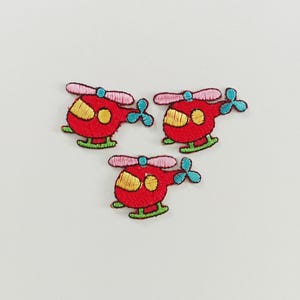 3er Set: Gestickter kleiner Hubschrauber Aufnäher