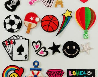 Lot of 20 Embroidered Iron-On Patches