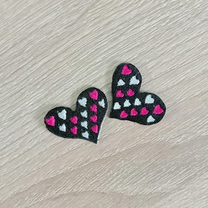 Set of 2 Pieces Embroidered Heart Patch, Decorated Heart Patch, Small Heart Iron on Patch Badge (3 cm. x 2.4 cm.)