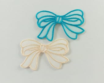 Set of 2: Bow Iron On Patches, Ribbon Applique